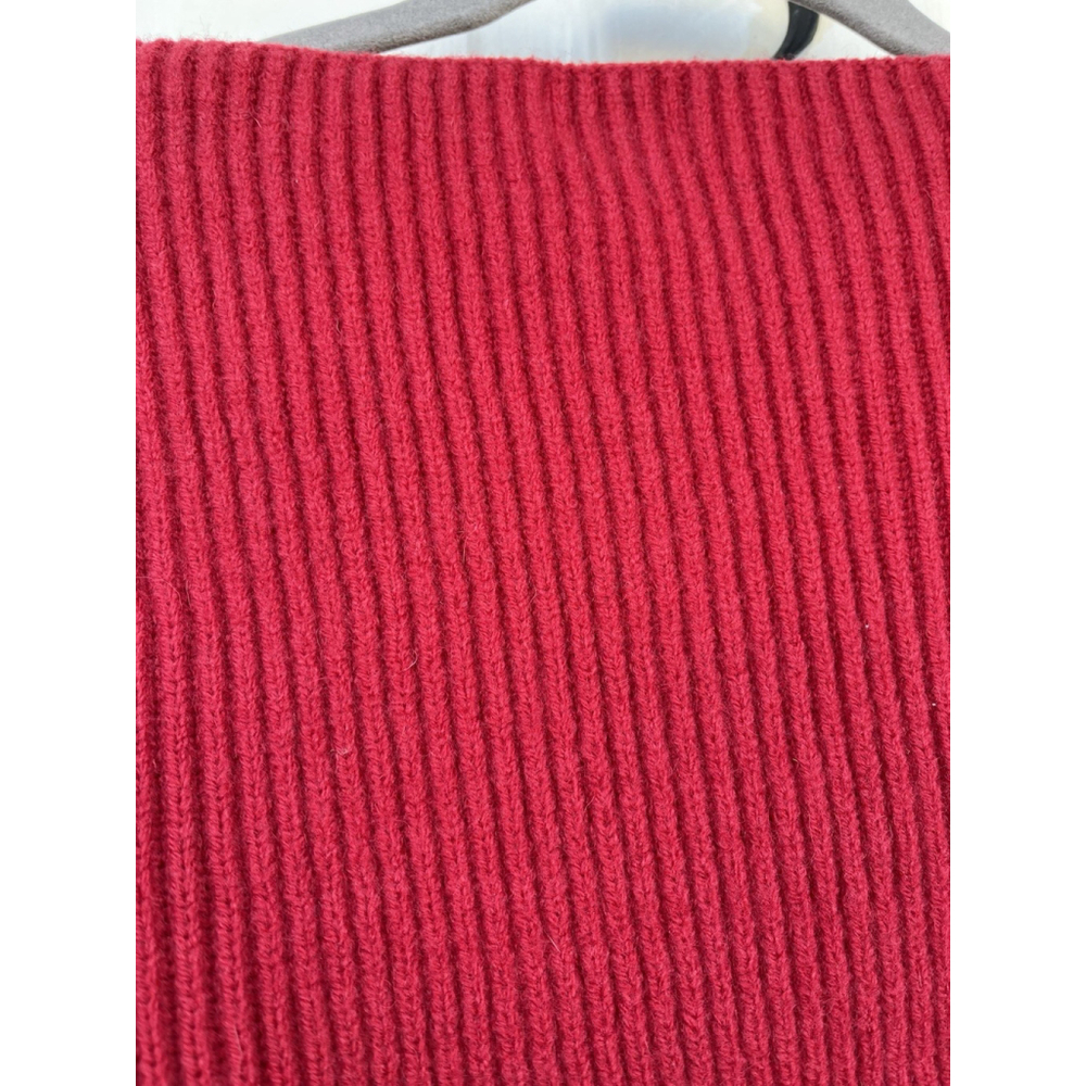 H&M Red Wool Ribbed Knit Sweater US 4 Cropped Slim Fit Long Sleeve - Picture 10 of 13
